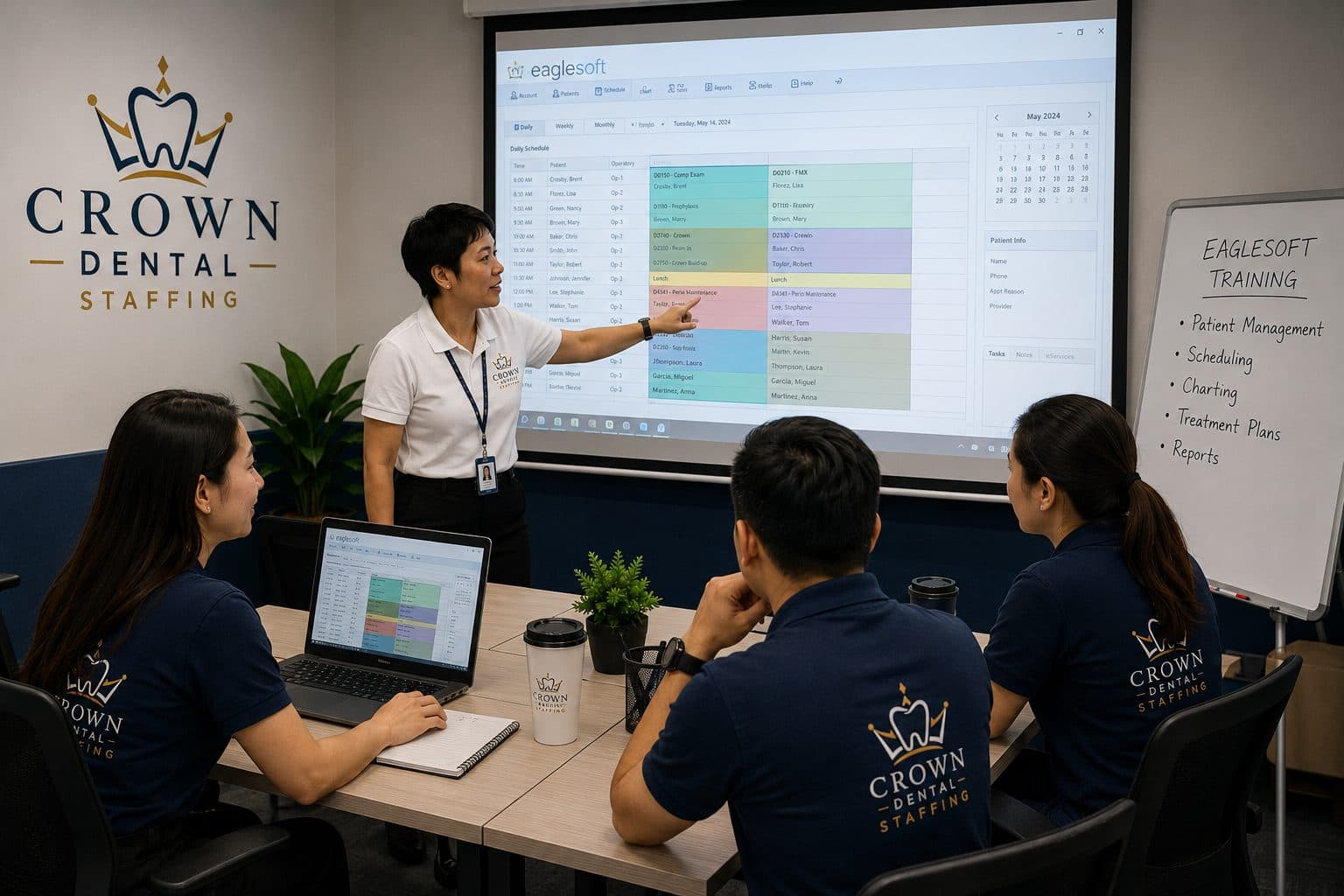 Crown Dental Staffing team training session