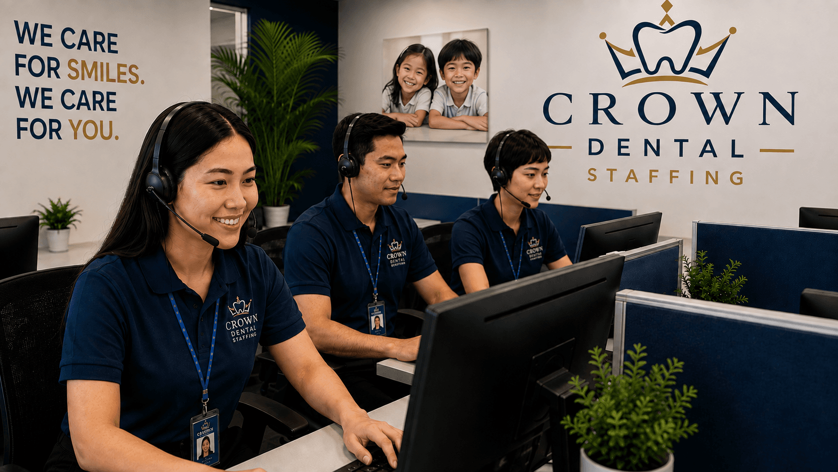 Crown Dental Staffing receptionists at work